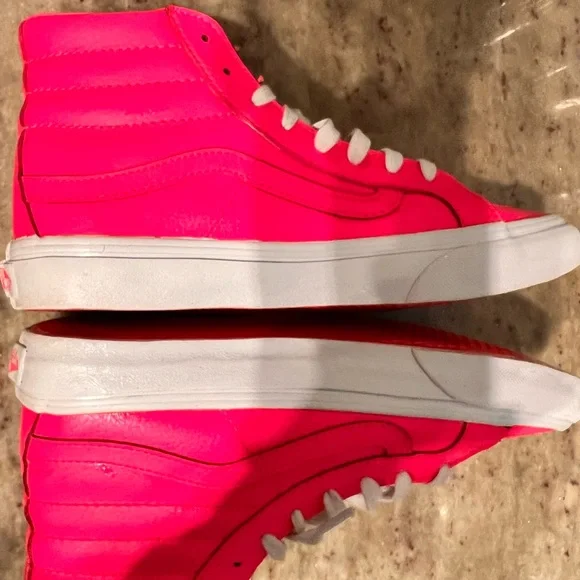 Vans Women's Neon Pink High-Top Sneakers Size 8.5 - Picture 7 of 9